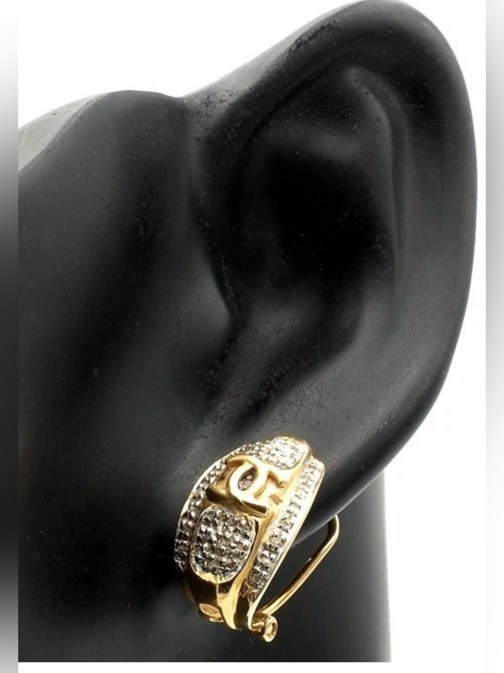 Vintage Earrings. 14 Karat White & Yellow Gold 18mm X 11mm